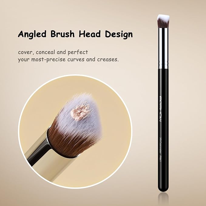 EIGSHOW Angled Concealer Brush Under Eye for Covering Sun Spots Acne Blemishes Concealing Contouring Setting with Liquid Cream (E861)-FemmiqueWomen