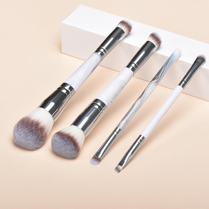 4 pcs makeup brushes, double head makeup brush set, loose powder powder blusher foundation make-up concealer eye shadow eyebrow brush, multi-purpose makeup tools-FemmiqueWomen