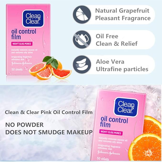 Oil Control Film Replacment for Clean & Clear Oil-absorbing Sheets,3 Pack (Grapefruit Fragrance) Oil Blotting Sheets For Face,Makeup Friendly High-performance Handy Face Blotting Paper for Oily Skin-FemmiqueWomen