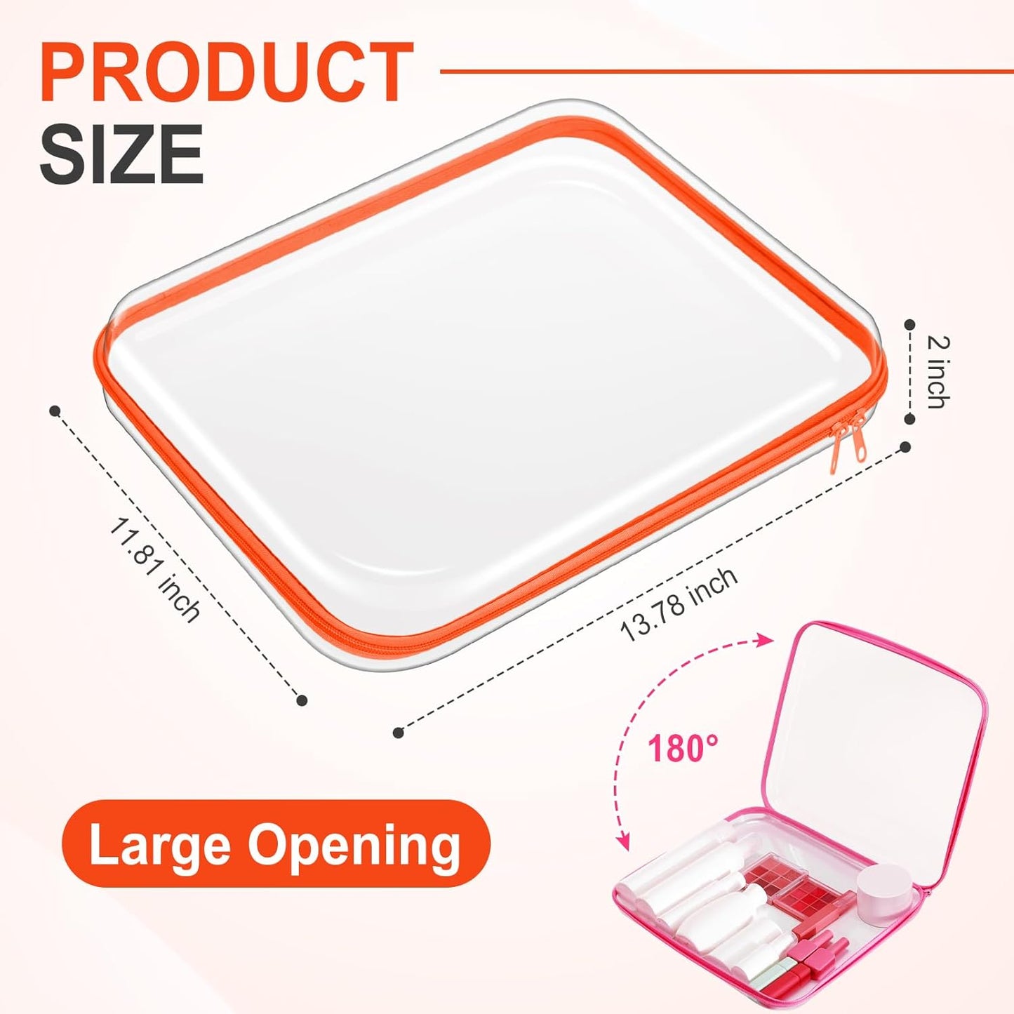 Hoolerry 4 Pcs Hard Clear Zipper Case Makeup Bags Plastic Pencil Pouch Transparent Storage Box Containers for Cosmetics, Snacks, Building Blocks, Puzzles(Fluorescent,13.8 x 11.8 x 2 in)-FemmiqueWomen