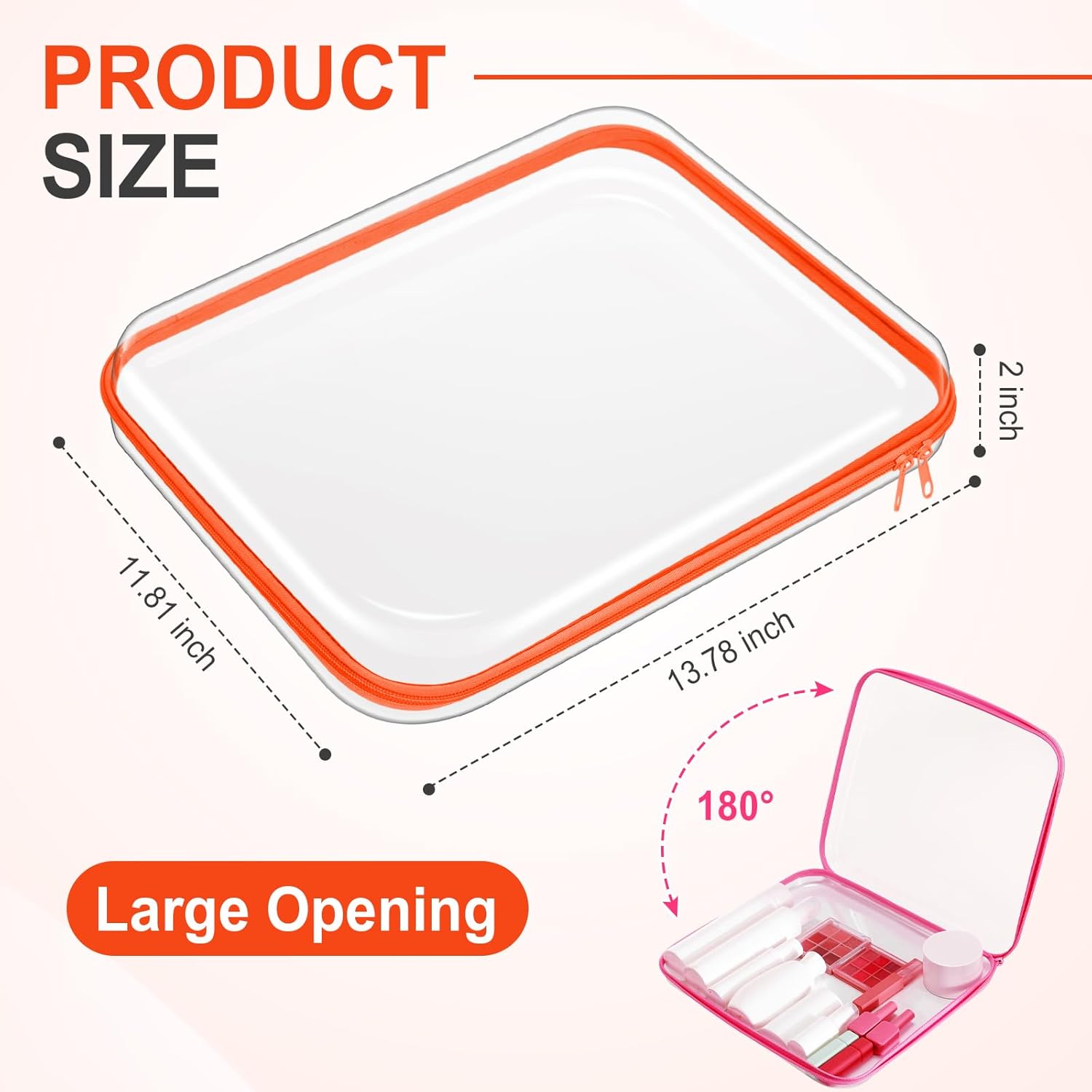 Hoolerry 4 Pcs Hard Clear Zipper Case Makeup Bags Plastic Pencil Pouch Transparent Storage Box Containers for Cosmetics, Snacks, Building Blocks, Puzzles(Fluorescent,13.8 x 11.8 x 2 in)-FemmiqueWomen