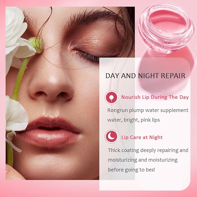 2PCS Strawberry Pot Lip Balm with Brush,Lip Exfoliating Balm Sleeping Lip Mask,Hydrating Prevention Dry and Cracked Lip Scrubs Exfoliato Lip Sleeping Mask Reduces Lip Lines Lip Care Products-FemmiqueWomen
