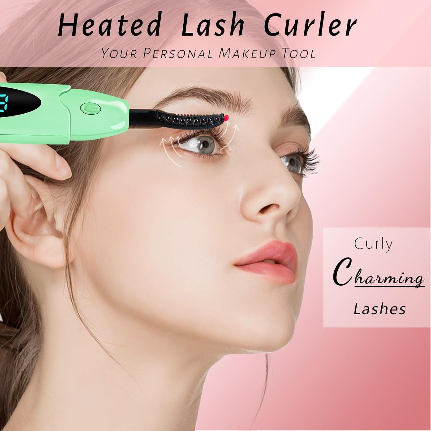 Heated Eyelash Curlers Electric Eyelash Curler with LED Display, 3 Temperature Modes Anti-Burn USB Rechargeable Natural Curling 24H Long Lasting for Women Makeup Tools Gifts LS423-FemmiqueWomen