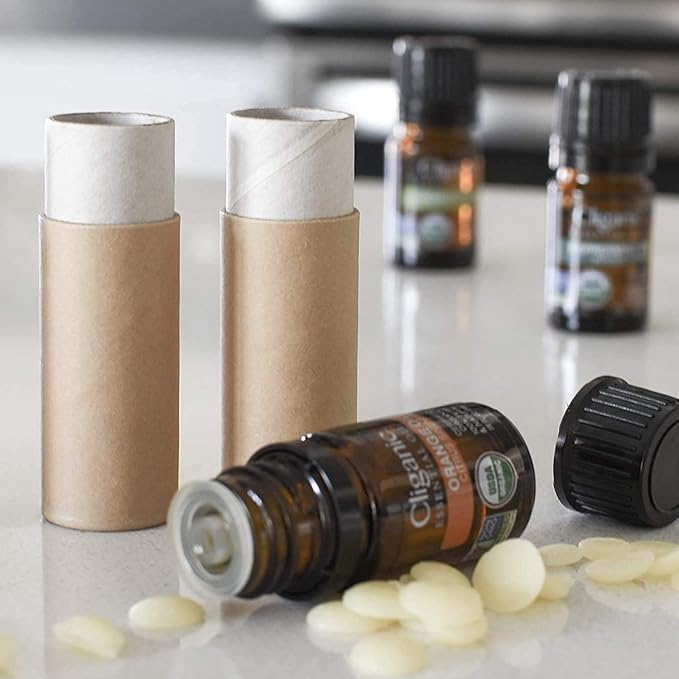 12 Pcs 0.3 Oz Paperboard Lip Balm Tubes 10ml Empty Cardboard Krafts Tubes Lipstick Tube Refillable Lip Gloss Container Solid Perfume Tubes Chapstick Container for DIY Cosmetic Samples Deodorant(Brown)-FemmiqueWomen