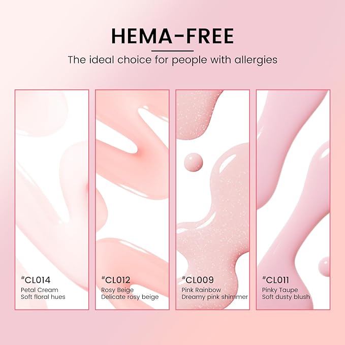 Jelly Gel Nail Polish Kit with U V Light, Hema-Free Milky Nude Sheer White Pink Gliter Gel Polish Set with Base & Top Coat Chrome Nail Powder, 4 Colors Mini Salon Nail Art Starter Gift for Women Girl-FemmiqueWomen