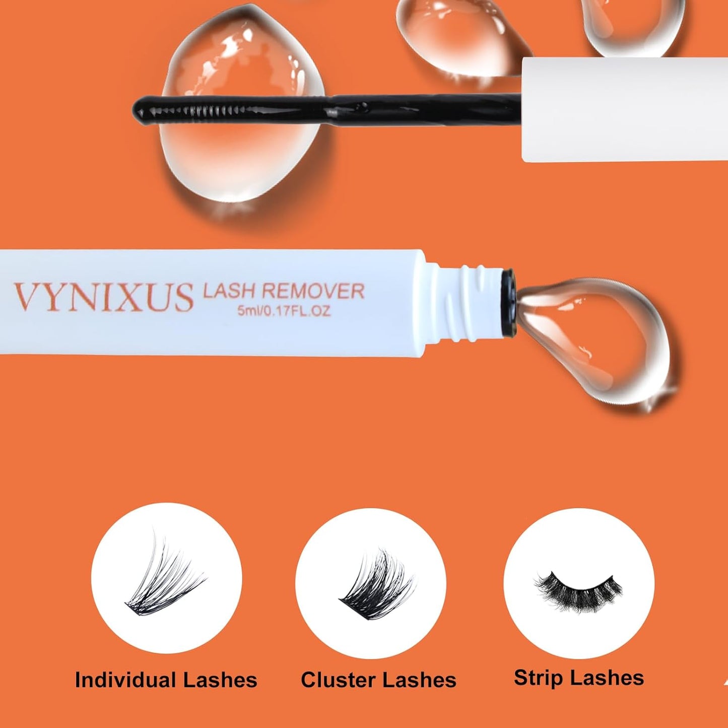 Lash Remover for Lash Extensions Cluster Lash Glue Remover VYNIXUS DIY Eyelash Extension Remover Individual Lash Extension Remover 5ML Eyelash Glue Remover Lash Cluster Remover-FemmiqueWomen