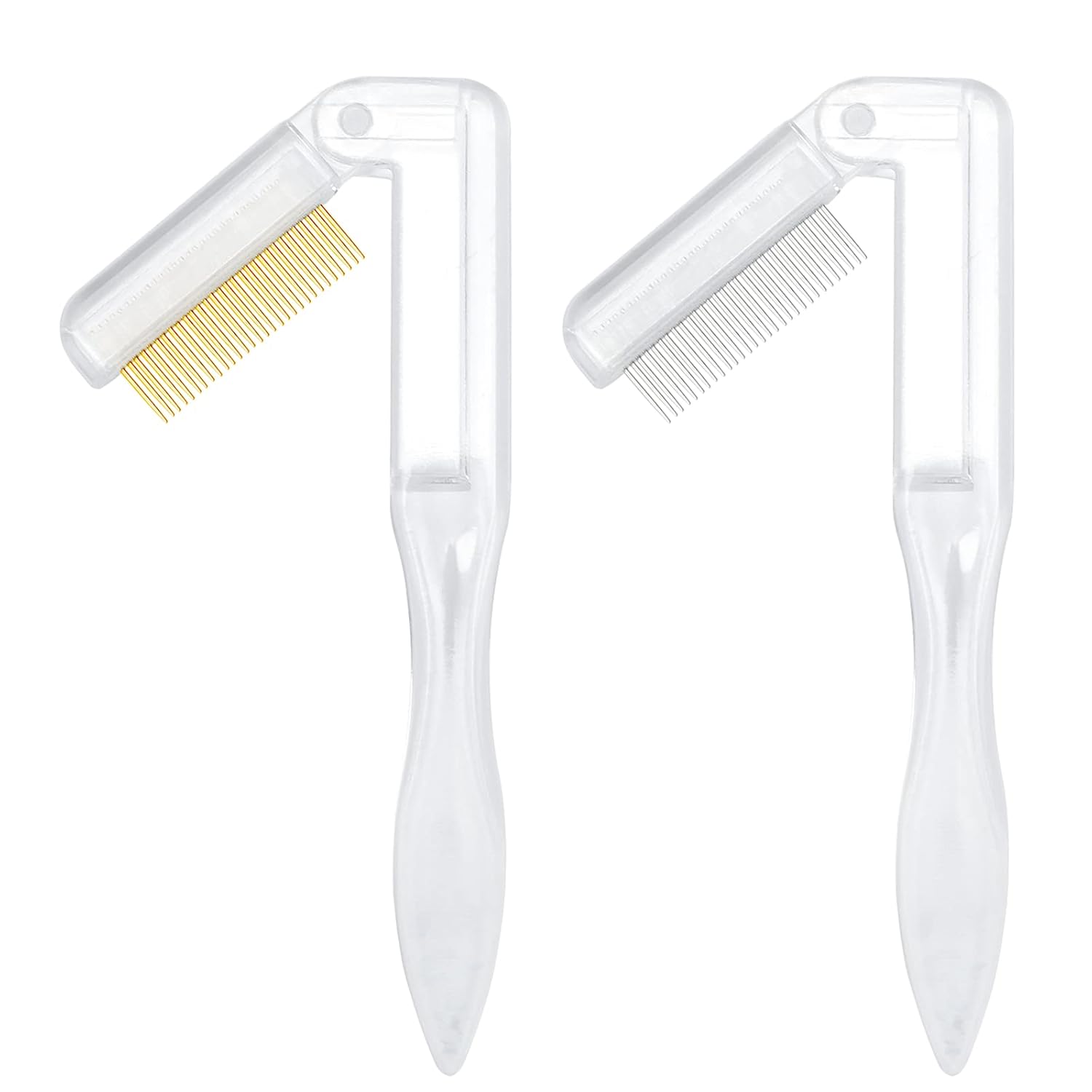 G2PLUS 2PCS Folding Eyelash Comb, Eyelash Separator Tool, White Eyebrow Comb Metal Teeth, Eyelash Brush Tool for Lash & Brow-FemmiqueWomen