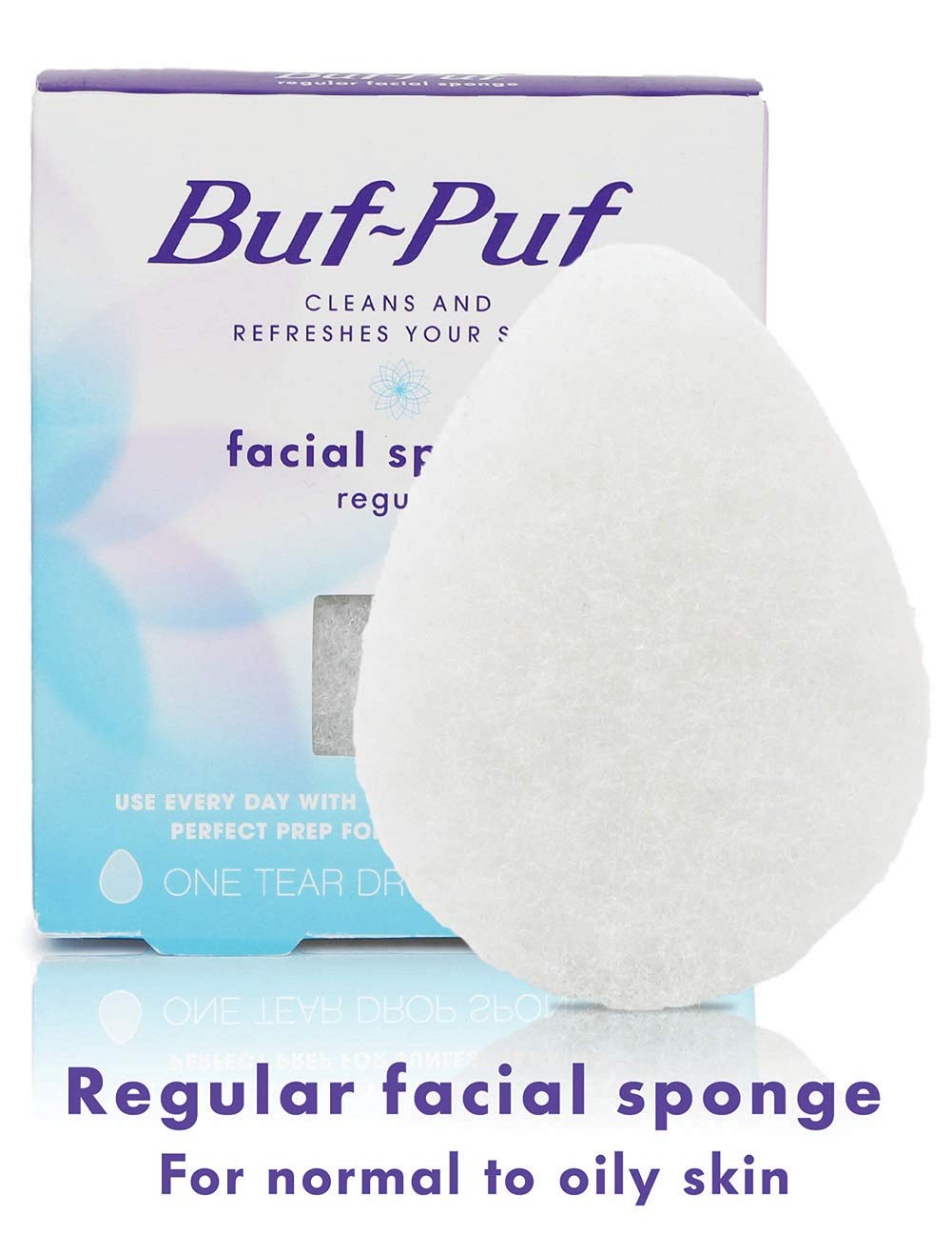 Buf-Puf Regular Facial Sponge, Dermatologist Developed, Removes Deep Down Dirt & Makeup that Causes Breakouts and Blackheads, Reusable, Exfoliating, White, 1 Count-FemmiqueWomen