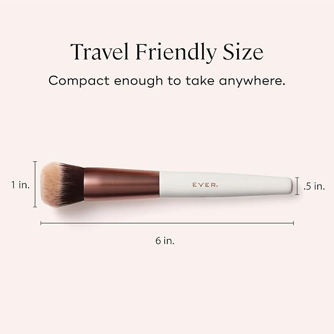 EVER Foundation Brush, Professional Face Makeup Brushes for Liquid and Powder Foundation, Contoured Foundation Brush, Vegan and Cruelty-Free-FemmiqueWomen