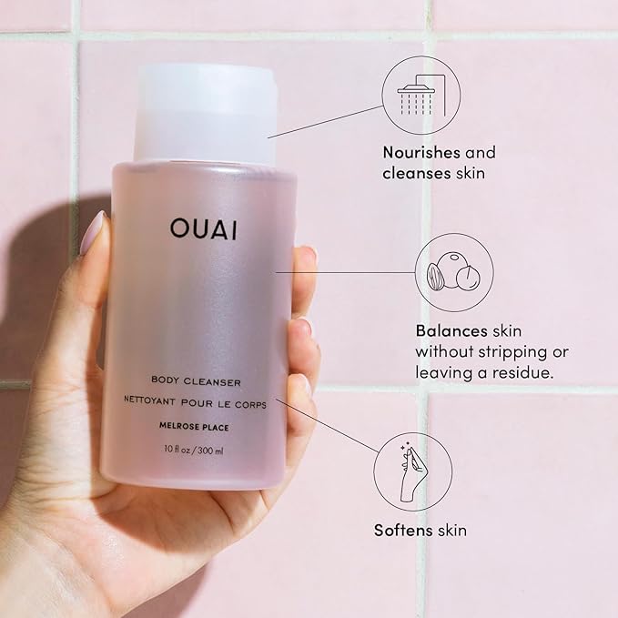 OUAI Body Cleanser, Melrose Place - Foaming Body Wash with Jojoba Oil and Rosehip Oil to Hydrate, Nurture, Balance and Soften Skin - Paraben, Phthalate and Sulfate Free Skin Care Products - 10 Oz-FemmiqueWomen