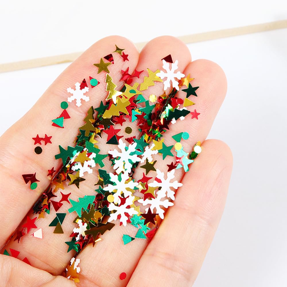 12 Grids Christmas Nail Art Sequins 3D Holographic Laser Snowflake Star Butterfly Winter Holiday Nail Glitters Red Green White Gold Nail Sparkly Flakes Nail Charms for DIY Christmas Nail Designs-FemmiqueWomen