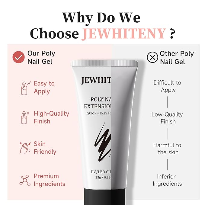 JEWHITENY Poly Nail Gel Set Clear Pink White Neutral Classic Color Poly Extension Gel With Base and Top Coat Slip Solution French Manicure for Home DIY Need U V Lamp Curing-FemmiqueWomen