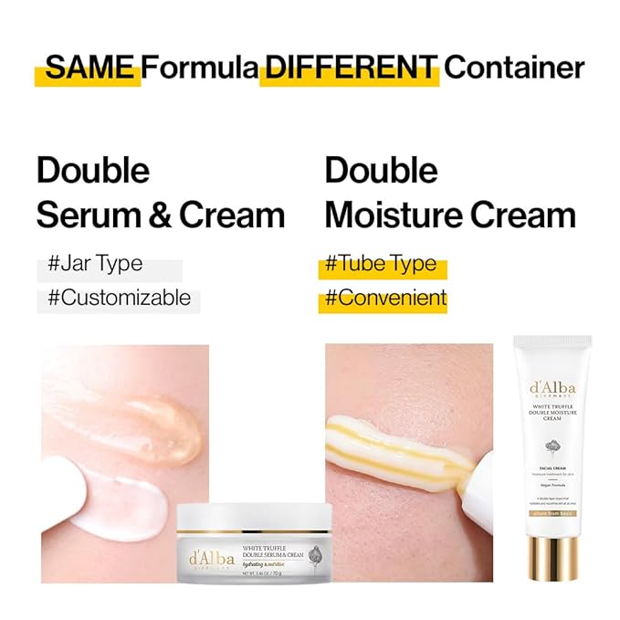 d'alba Piedmont White Truffle Double Moisture Cream, 2-in-1 Face Moisturizer, Vegan Skincare, Vegan Collegen, Skin Firming and Tightening, Dual Formula in ONE tube, Korean Skin Care (2.02 oz)-FemmiqueWomen