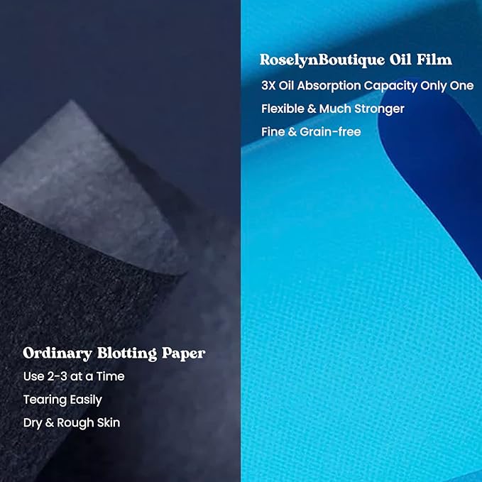 ROSELYNBOUTIQUE Oil Blotting Sheets for Face - Organic Premium Flexible Silky Blotting Sheets Instant Oil-Absorbing Remove Excess Oil & Shine Oil Control Films (50)-FemmiqueWomen