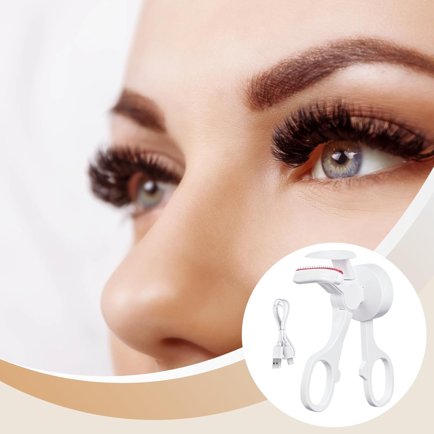 Heated Lash Curler, C-Shaped Intelligent Eyelash Curler, 3-Level Temperature Control, USB Rechargeable Electric Eyelash Styler, Portable Design, Personalized Curling Experience-FemmiqueWomen