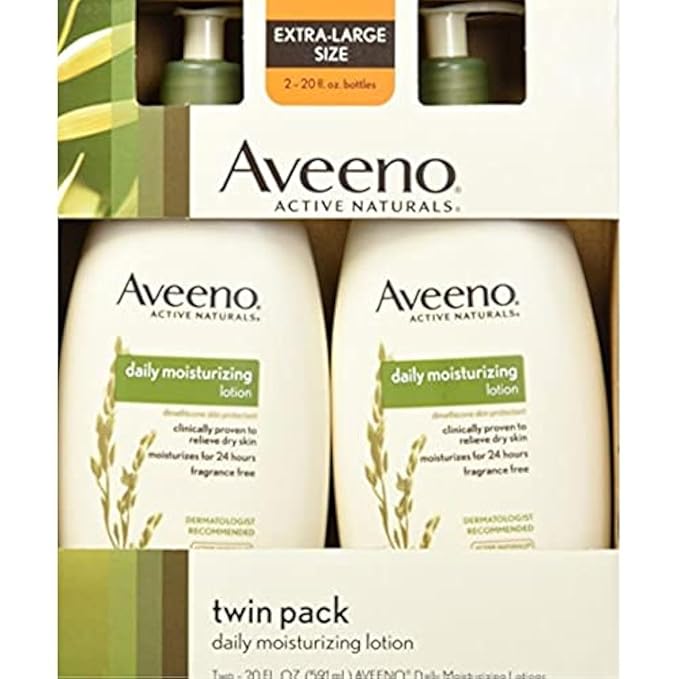 Aveeno Active Naturals Daily Moisturizing Lotion, New 2 Pack Of 20 Fl Ounce Pump, 1 Fl Ounce-FemmiqueWomen