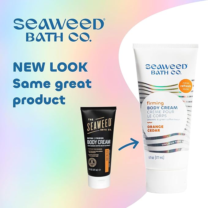Seaweed Bath Co. Firming Body Cream, Orange Cedar Scent, 6 Ounce, Skin Toning Hand & Body Lotion Moisturizer for Dry Skin, with Sustainably Harvested Seaweed, Chlorella, Green Coffee Bean-FemmiqueWomen