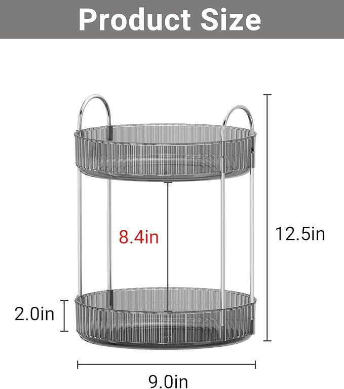 360 Rotating Makeup Organizer for Vanity,Bathroom Countertop Organizer,Spinning Perfume Organizer&Vanity Organizer(Grey-2 Tier)-FemmiqueWomen