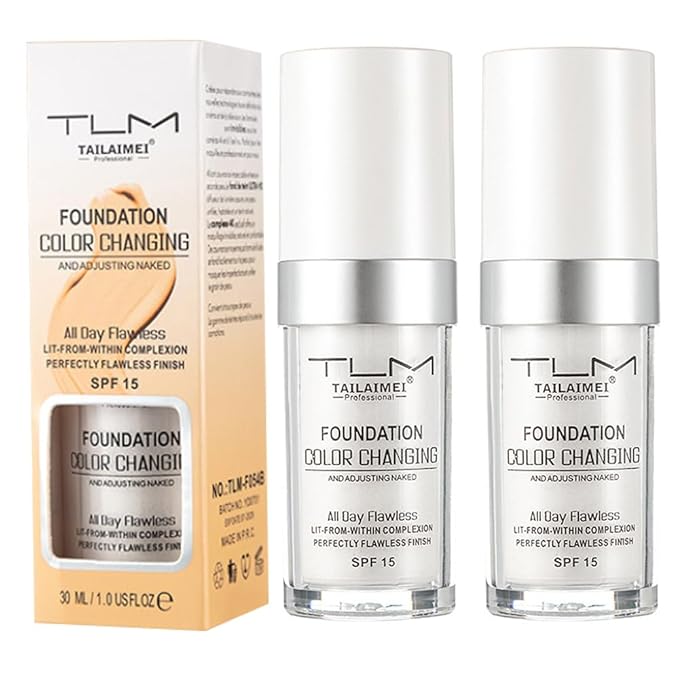 2PCS TLM Colour Changing Foundation - Flawless Coverage, Lightweight Formula, Adapts to Skin Tone, Hides Wrinkles & Lines, Hydrating & Long-Lasting, BB Cream Makeup Base Concealer Cover-FemmiqueWomen