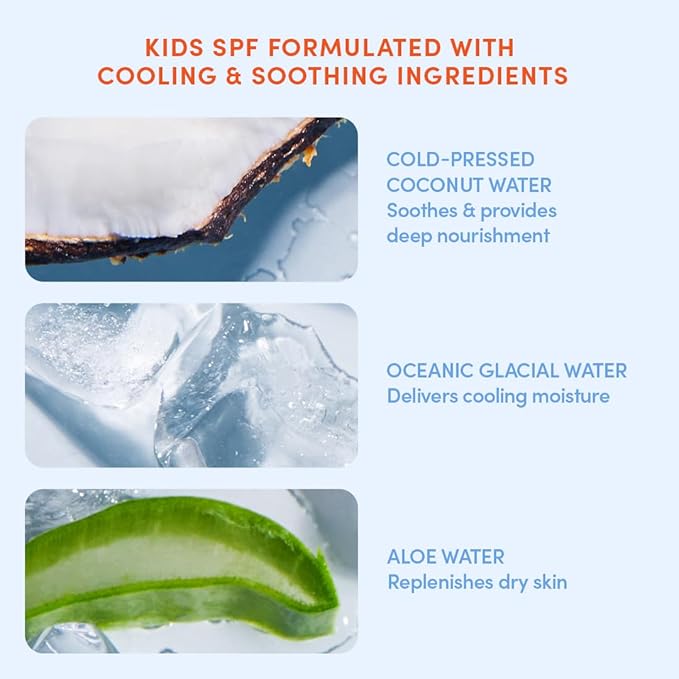 Evereden SPF50 Fluid Silk Mineral Kids Sunscreen: Clean Cooling Non-Nano UVA, UVB, & IR Protection for Sensitive Skin - Sheer, Lightweight, & Waterproof for Up to 40 Mins - Beach Day Toddler Sunscreen-FemmiqueWomen