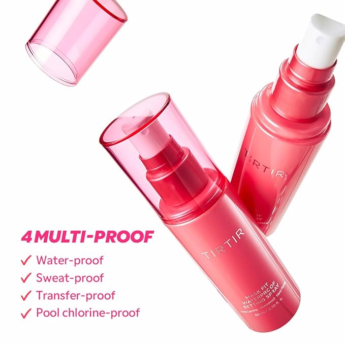 TIRTIR Waterproof Setting Spray – 24 Hour Long Lasting Fix, Sweatproof Water Resistant Makeup Finisher – Ethanol Free, Semi Matte Finish for Oily Skin – Korean Makeup Fixer-FemmiqueWomen