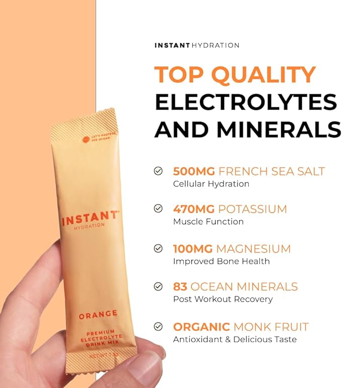 Instant Hydration Electrolytes Powder Packets - Citrus Orange Drink Mix - Zero Sugar - Keto, Vegan, Gluten-Free, Non-GMO - Boost Recovery, Brain Health, Muscle & Tissue Support- 30 Sticks-FemmiqueWomen