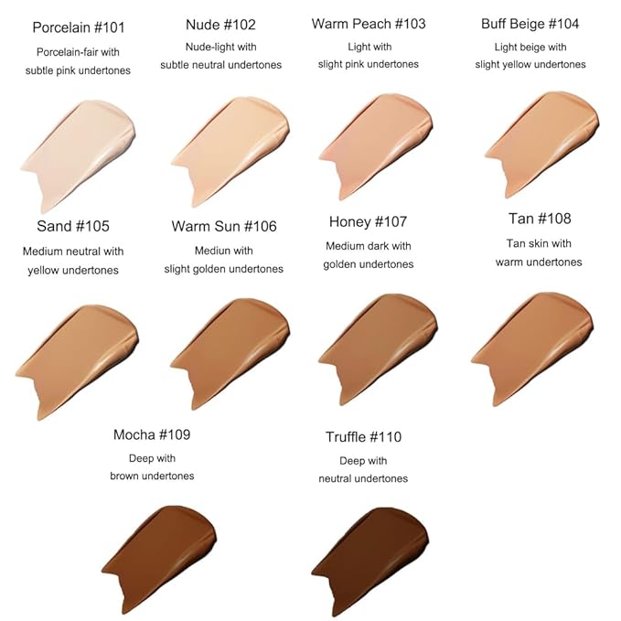 2Pcs Liquid Foundation Full Coverage 24HR Matte Oil Control Concealer 30ml (Nude & Buff Beige) with Kabuki Foundation Brush Flat Top (1pcs-103)-FemmiqueWomen