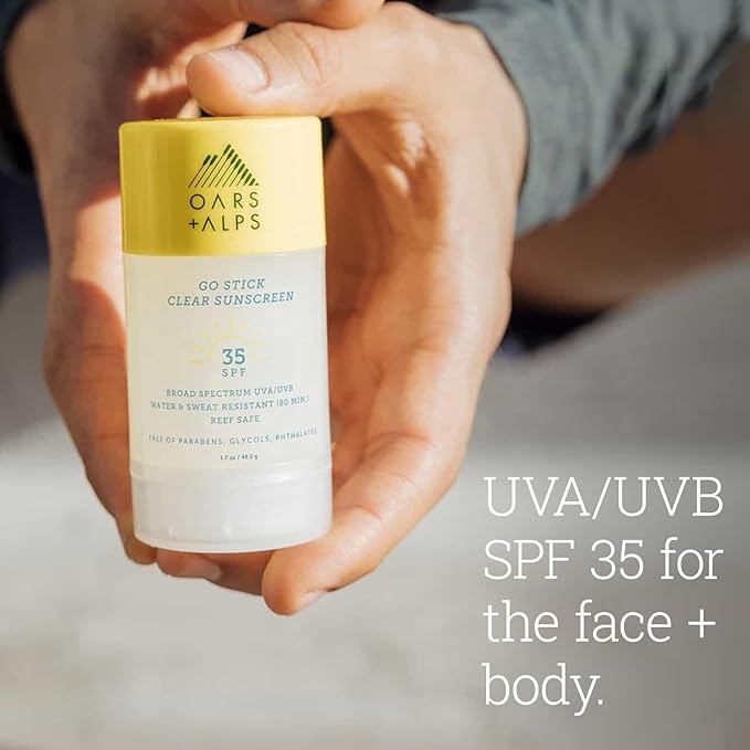 Oars + Alps Go Stick Clear SPF 35 Face Sunscreen, Skin Care Infused with Vitamin E and Antioxidants, Water and Sweat Resistant, TSA Friendly, 1.7 Oz, 1 Pack-FemmiqueWomen