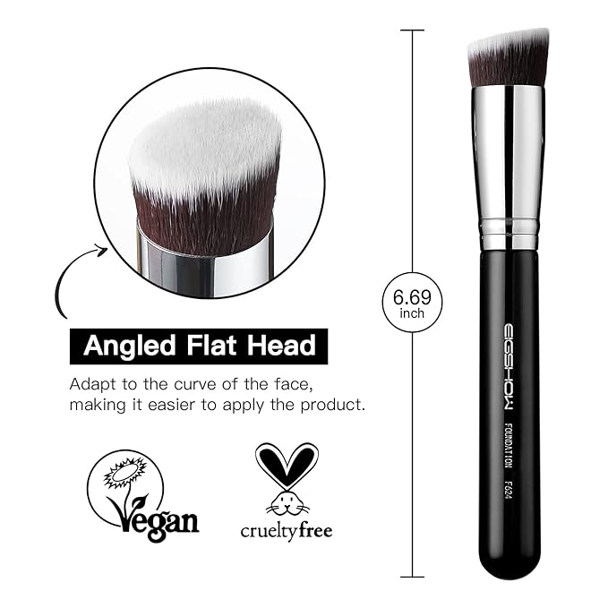 Flat Top Kabuki Foundation Brush, EIGSHOW Premium Makeup Brush for Liquid, Cream, and Powder - Blending, Buffing, Stippling, Flawless Application (F624)-FemmiqueWomen
