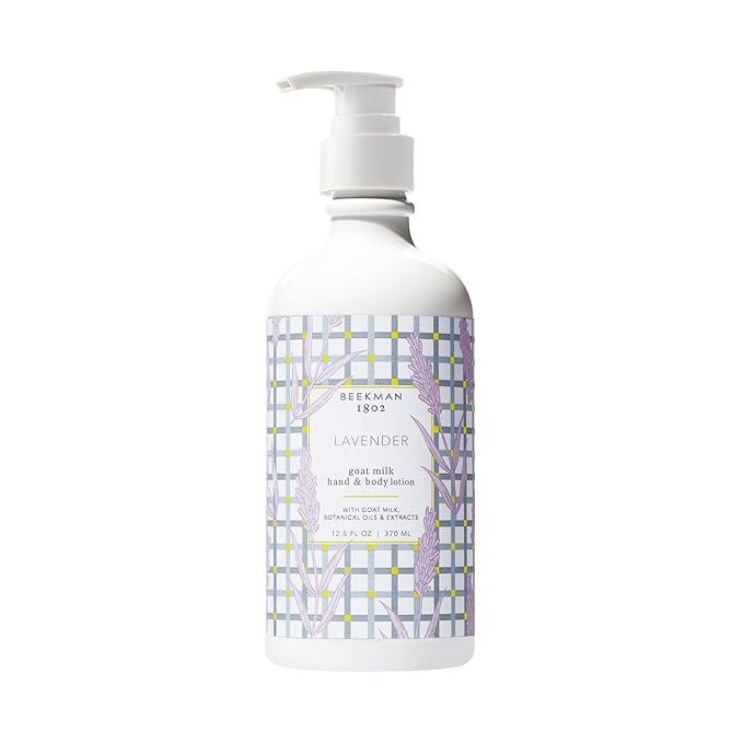 Beekman 1802 Goat Milk Body Lotion, Lavender - Scented - 12.5 oz - Hydrating & Moisturizing with Shea Butter - for Sensitive Skin - Cruelty Free - Packaging May Vary - Pump Included, Ready for Use-FemmiqueWomen