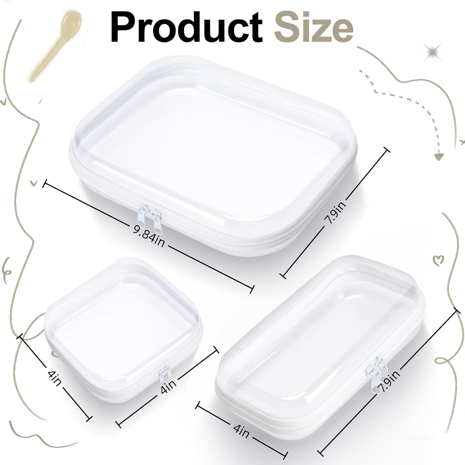 6 pcs Clear Zipper Pouches, Toiletry Bag for Travel, Stackable Waterproof Diaper Bag, Zipper Pouch, Travel Organizer, Clear Cosmetic Bag,Toy Storage Bins (M+3S+2Mini)-FemmiqueWomen