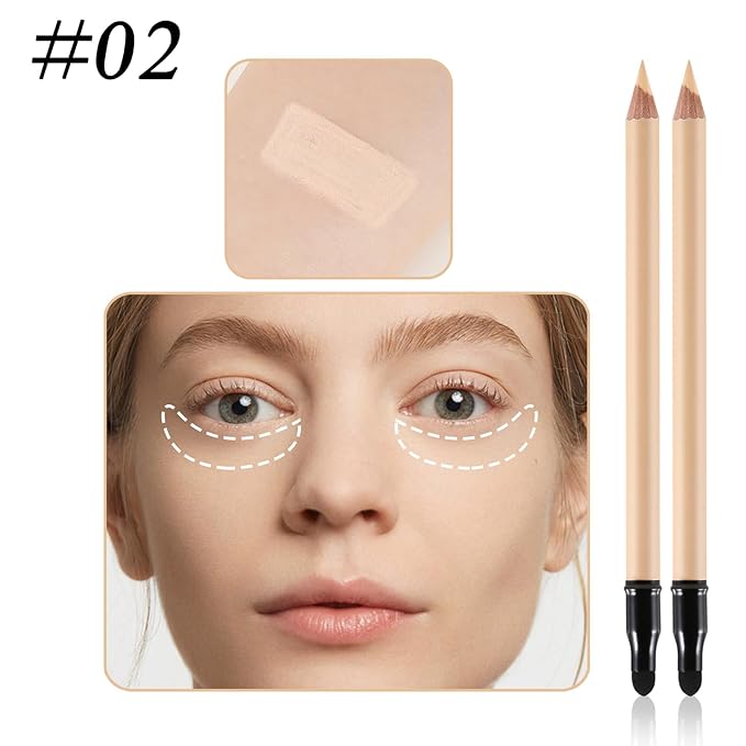 2pcs Concealer Pencil with Sponge,Full Coverage,Waterproof Under Eye Concealer Stick for Dark Circles,Blemishes,Aging Spots,Acne,Freckles-FemmiqueWomen
