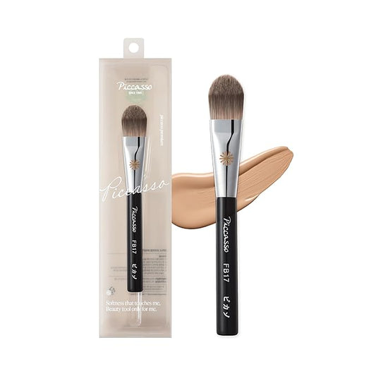 Piccasso FB17 Foundation Brush – Soft Makeup Brush for Liquid & Cream Foundation, Curved Bristles for Smooth and Flawless Face Makeup, Professional Tool for Base Layering, Korean Beauty Essential-FemmiqueWomen