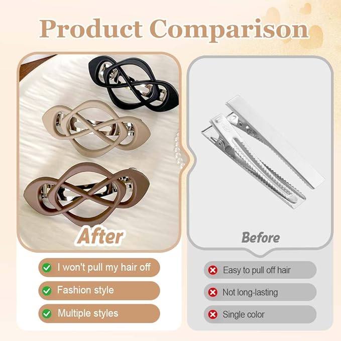 Vintage French Barrette Hair Clips, Hair Barrettes Hair Accessories for Women Girls, Elegant Retro Non Slip Clip with Classic Design Thick to Thin, Stylish Accessories Hair (Red, 4PCS)