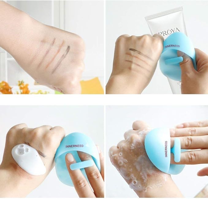 INNERNEED Super Soft Silicone Face Cleanser and Massager Brush Manual Facial Cleansing Scrubber Handheld Wash Pad for Sensitive, Delicate, Dry Skin (Pack of 4)-FemmiqueWomen