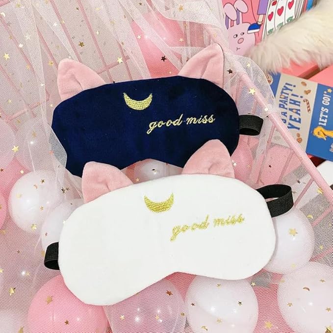 2PCS Eye Mask for Sleeping Cute Sailor Moon Natural Sleep Eye Mask Eyeshade Cover Shade Eye Patch Soft Portable Blindfold Travel Eyepatch for Girls Boys Women Men-FemmiqueWomen