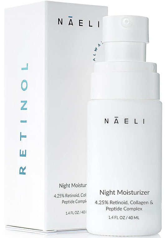 Retinoid Cream - 4.25% Retinol Night Moisturizer for Face & Neck with Collagen, Peptides & Hyaluronic Acid - Anti Aging Wrinkle Cream, Improves Skin Tone & Texture, 1.4 oz-FemmiqueWomen