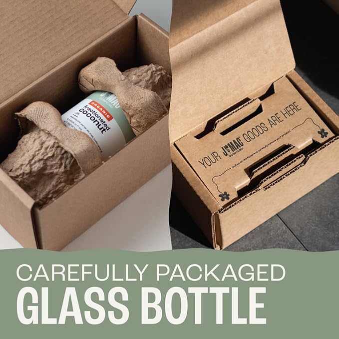 J MAC BOTANICALS Organic Fractionated Coconut Oil (16 Ounce Glass Bottle) Organic Carrier Oil and for DIluting Essential Oils, Moisturizer, Hair Care-FemmiqueWomen