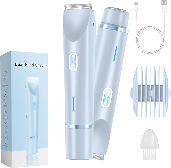 2025 New Electric Womens Shaver, 2-in-1 Women's Body Shaver, Bikini Electric Razor, Wet and Dry Use Body Trimmer for Home (Blue)-FemmiqueWomen