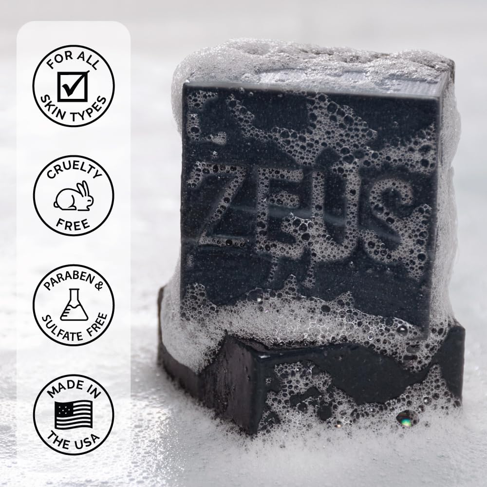ZEUS Beard Wash Bar for Men, All-Natural Hydrating Shampoo, Skin-Clarifying Soap & Beard Care Cleanser with Natural Ingredients, Anti-Itch & Gentle on Skin (Made in USA) Sandalwood-FemmiqueWomen