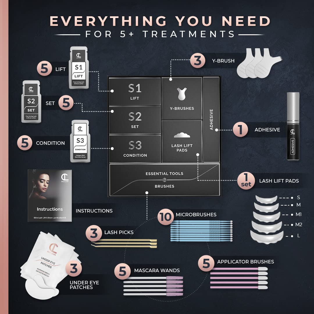 2 in 1 Lash Lift Kit and Brow Lamination Kit | Instant Perming, Lifting & Curling for Eyelashes & Eyebrows | Professional Salon Results Lasting 6-8 Weeks | Includes Glue & Supplies for 5+ Treatments-FemmiqueWomen