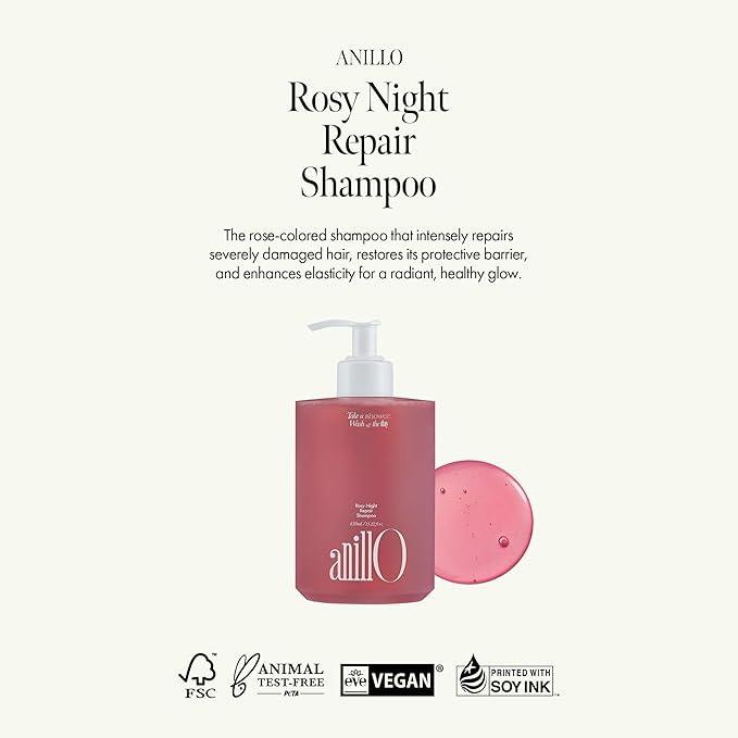 Rosy Night Repair Shampoo – Anti-Dandruff & Damage Repair with Damask Rose Water & Ceramide – Color Safe, Silicone & Sulfate Free (15.22 fl. Oz)-FemmiqueWomen