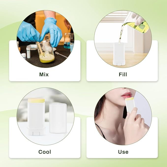 30 Pieces 15g/0.5oz White Oval Plastic Lip Balm Tubes,Empty Deodorant Bottles,Twist-Up Chap Stick Storage Containers for DIY Homemade Sunscreen Bar,Moisturizing Stick,Crayon-FemmiqueWomen