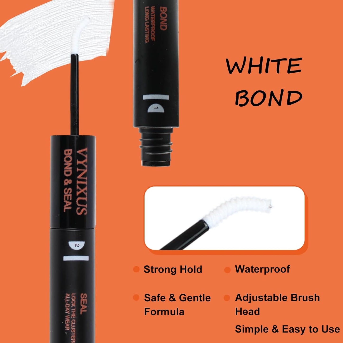 Lash Bond and Seal Waterproof Lash Glue for Eyelash Clusters Lash Cluster Glue Eyelash Glue 2-IN-1 10ml 72H+-FemmiqueWomen