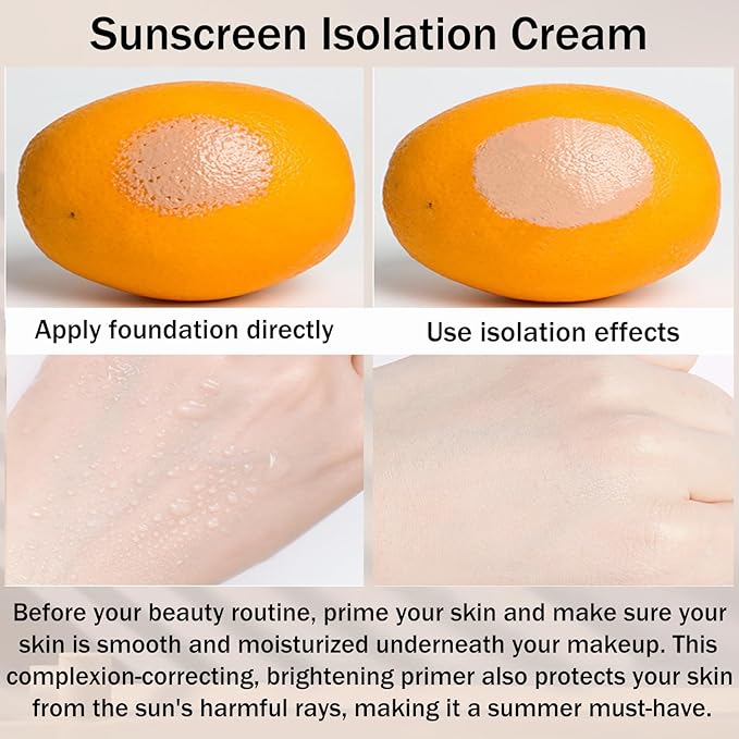 3 In 1Primer for Face Before Makeup,Sunscreen Isolation Cream, SPF 50, One Step Color Corrector Face Primer, Blurs Imperfections Oil Control & Moisturizing Skin Tone Correcting,Radiance Skin-FemmiqueWomen