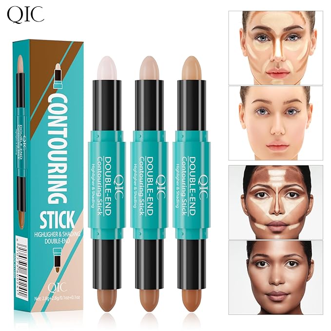 2-in-1 Contour & Highlighter Stick - Dual-Ended, Waterproof, Long-Lasting, for All Skin Tones (01# Ivory + Dark coffee)-FemmiqueWomen