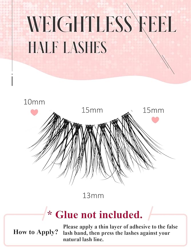 Half Lashes Natural Lashes Wispy Lashes Corner Lashes 3/4 False Eyelashes Natural Half Eyelashes Clear Band Lashes W05-FemmiqueWomen