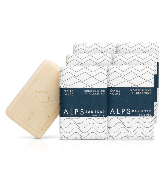 Oars + Alps Moisturizing Men's Bar Soap, Dermatologist Tested and Made with Clean Ingredients, Travel Size, 6 Pack, 6 Oz Each-FemmiqueWomen