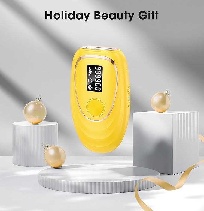 IPL Laser Hair Removal Device for Women & Men - Home 45°F Ice-Cooling Contact for Painless & Long-Lasting Results, 86% Hair Reduction in 3 Weeks for Full Body & Bikini Line, Light Yellow-FemmiqueWomen