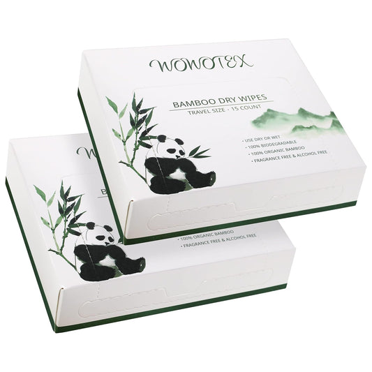 Travel Size Bamboo Viscose Disposable Face Towel Biodegradable Large Dry Face Wipes 30 Count/2 Box Extra Thick Soft Clean Facial Towels for Facial and Body Cleansing, Travel, Camping-FemmiqueWomen
